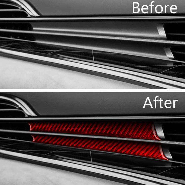 Passenger-side dashboard trim sticker set, red carbon-fiber finish
