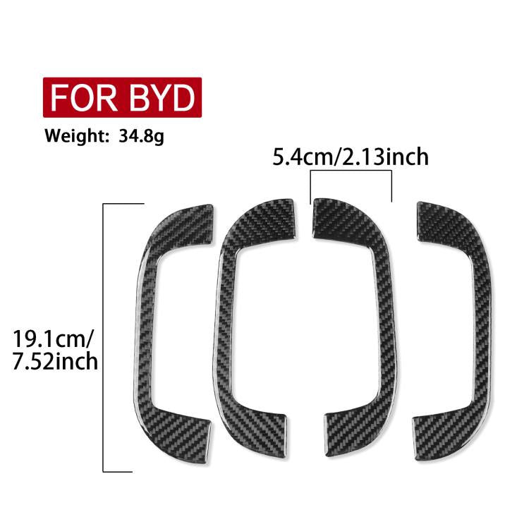 Carbon-fiber style roof handle decoration stickers, black, with size diagram