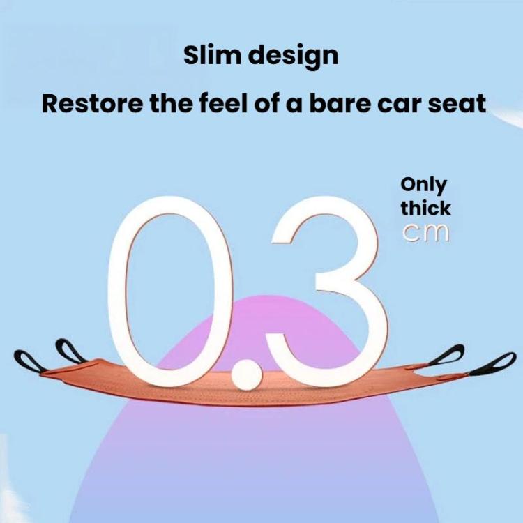 Slim orange car seat cushion profile with securing ties