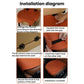 Orange suede seat cushion being installed with black metal hook on the edge