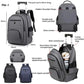 Large wheeled backpack with trolley handle, mesh side pockets, and zip compartments