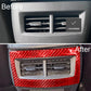 Rear air vent frame sticker installed, carbon-fiber red around rear vent grille opening