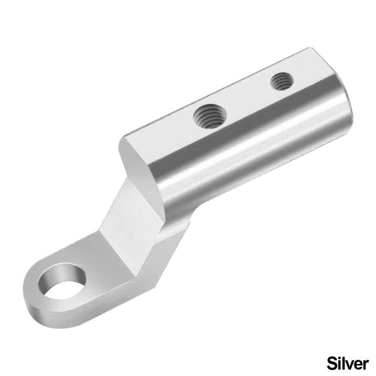 Aluminum motorcycle mirror extension arm adapter, silver with mounting holes