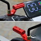 Aluminum motorcycle mirror extension arm adapter, red, mounted on handlebar