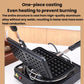 Non-stick waffle maker with cast body, open plates, and black side handles