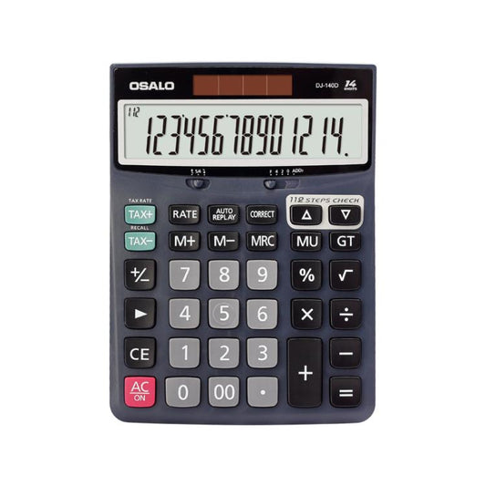 OSALO DJ-140D  Check & Correction Calculator 14 Digits with 112-Step Review Solar Power for Office Accounting and Finance, DJ-140D