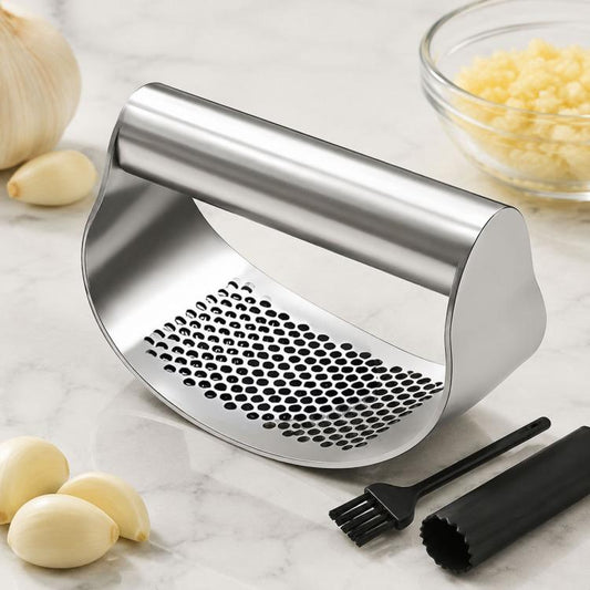 Stainless Steel Curved Garlic Press Kitchen Garlic Crusher, LsCook PHZ90C 3pcs /Set 1.8cm Thick