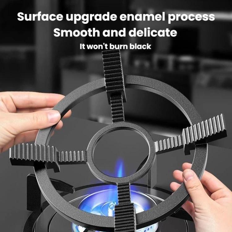Cast steel non-slip rack with textured serrated contact points for secure pan placement