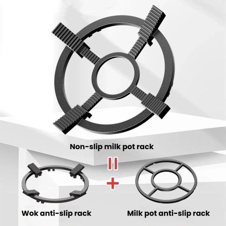 Two-piece style stove rack set: non-slip wok rack and non-slip milk pot rack
