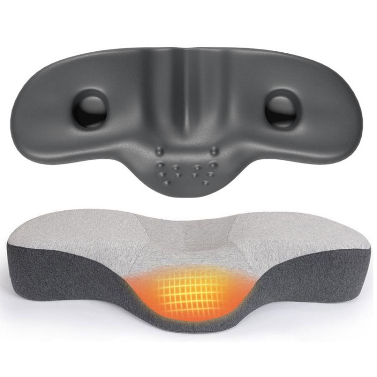 Frog Design Neck Pillow for Pain Relief Memory Foam Cervical Pillow with Ergonomic Contour for Side & Back Sleepers, Standard Version, Bamboo Charcoal Version, USB Heated Version