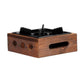 Square three-hole stove base, wood frame with black burner and central pot support