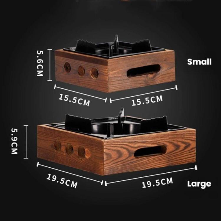 WJ three-hole alcohol stove base, square aluminum top in dark wood finish