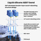 Light blue wireless controller parts diagram with liquid silicone ABXY sound-absorbing structure