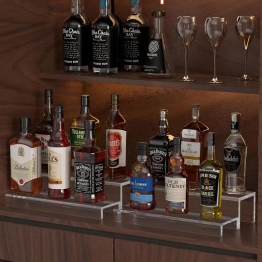 2-Tier Acrylic Wine Cabinet & Bottle Rack For Displaying Action Figures, Cakes, Perfumes, YX239