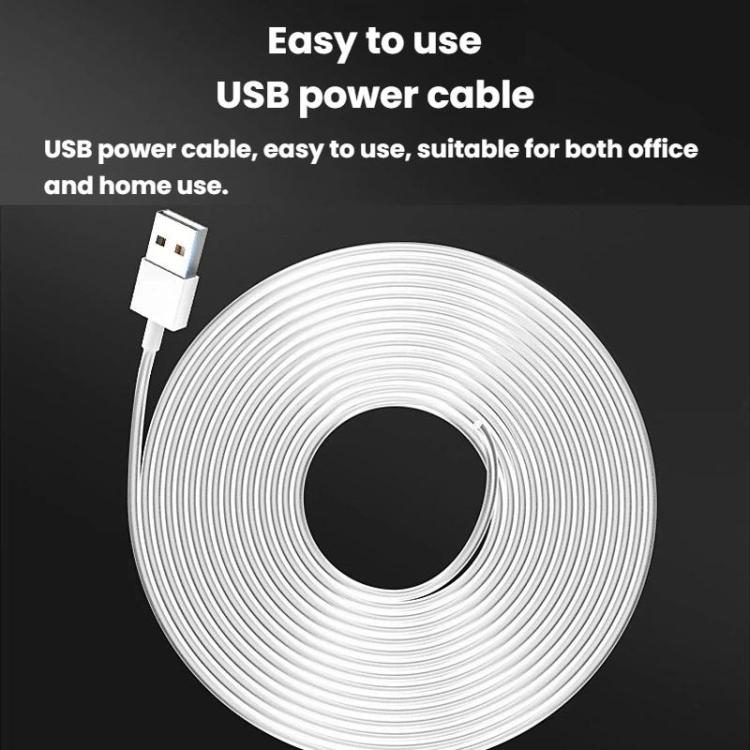 USB power cable with white plug and coiled cord