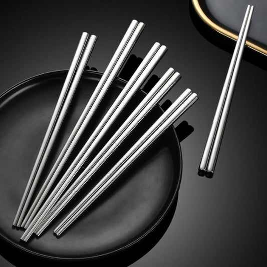 304 Stainless Steel Food-Grade Tableware, LsCook 24cm Square Chopsticks, LsCook 24cm Square Chopsticks+No. 1 Pointed Spoon