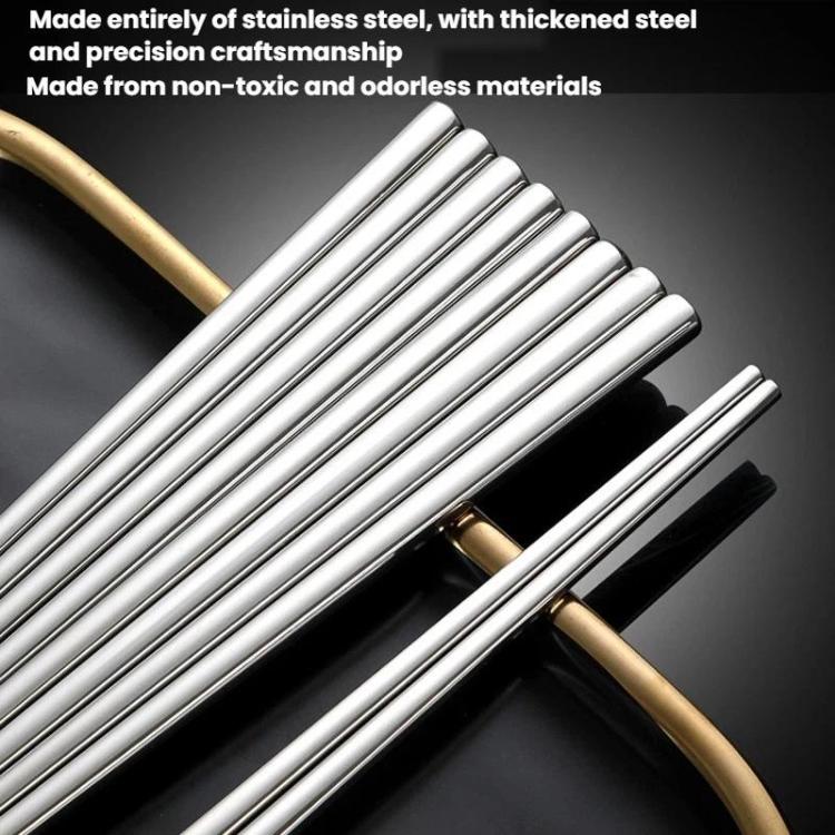 Silver stainless steel square chopsticks, neatly stacked