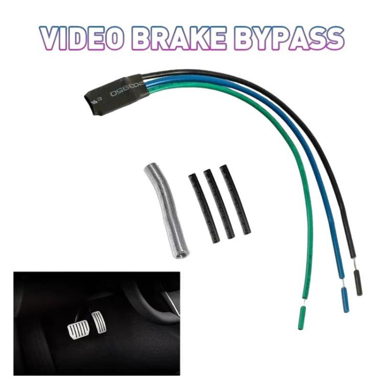 Car video brake bypass module cable harness with colored wires and connectors