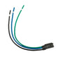 Car video brake bypass module wiring harness with black, blue, and green cables