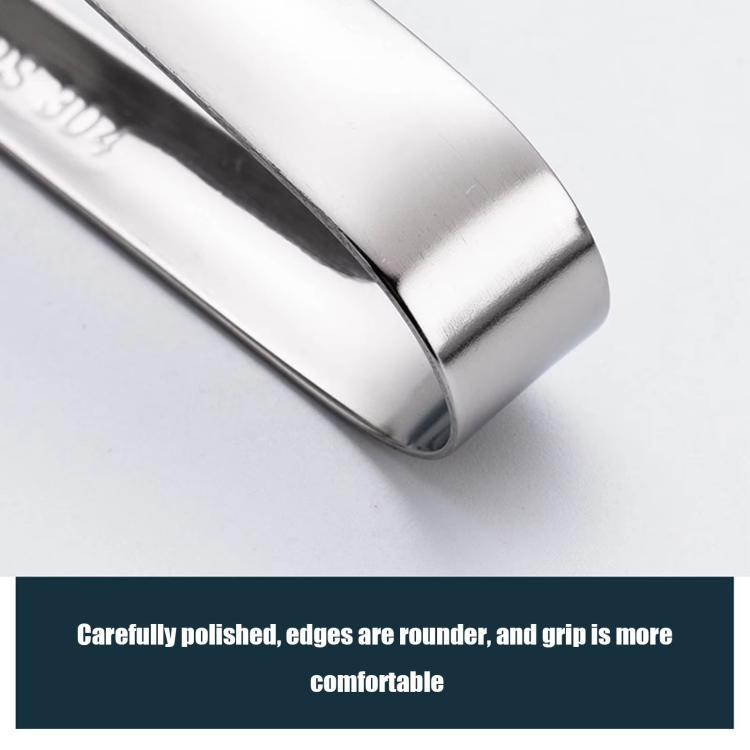 304 stainless steel tongs with rounded polished grip, sugar cube clip detail