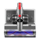 Floor brush mop head with red button accents and rotating roller module