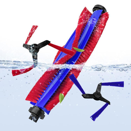 Robot vacuum replacement roller brush with red and blue bristles