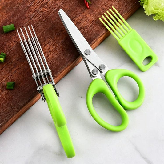 LsCook Stainless Steel Multi-Blade Multi-Function Kitchen Scallion Scissors, Cardboard Packaging 3-layer, Cardboard Packaging 5-layer