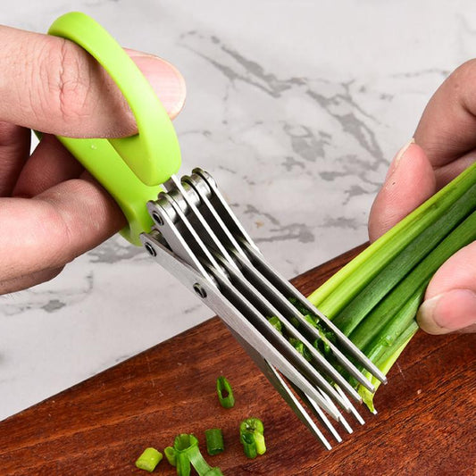 LsCook Stainless Steel Multi-Blade Multi-Function Kitchen Scallion Scissors, Cardboard Packaging 3-layer, Cardboard Packaging 5-layer