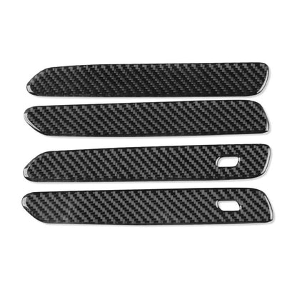 Set of four black carbon-fiber style car door handle decoration stickers