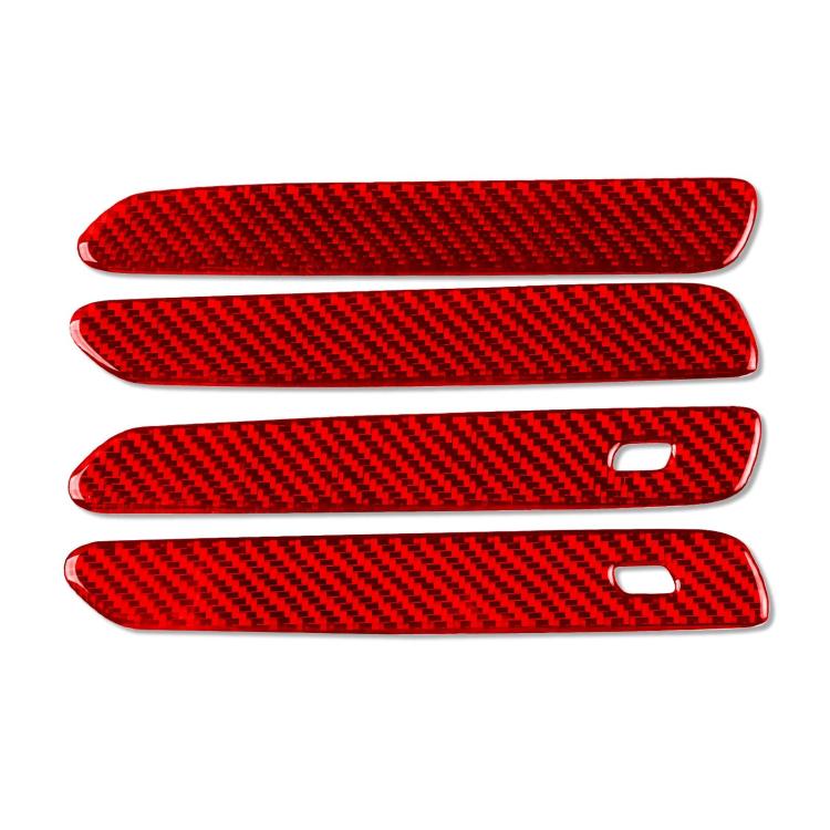 Set of four red carbon-fiber style car door handle decoration stickers