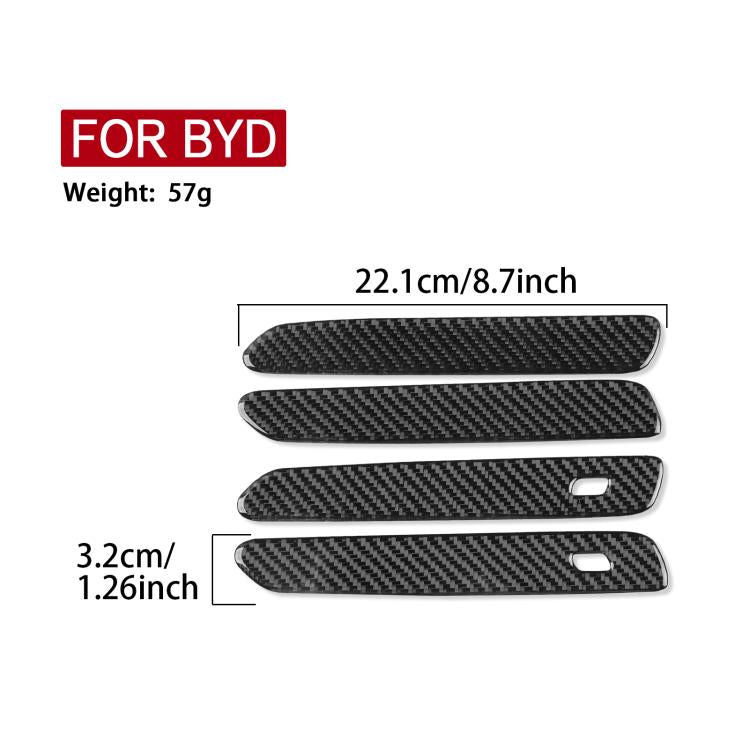 Black carbon-fiber style door handle decoration stickers, four-piece set with measurements