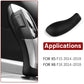 Black gear shift knob cover close-up fitted to shift lever with silver surrounding trim.
