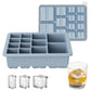 13-Cavity Multi-Sized Square Ice Cube Tray with Lid Food-Grade Silicone Mold for Easy Release Ice Making