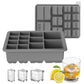 13-Cavity Multi-Sized Square Ice Cube Tray with Lid Food-Grade Silicone Mold for Easy Release Ice Making