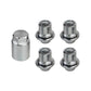 Anti-theft wheel lock lug nuts and key, silver metal set for vehicle wheel security
