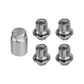 Silver wheel lock lug nuts set with locking key, steel construction for anti-theft