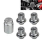 Wheel lock lug nuts and key set, silver steel, includes anti-theft locking nuts