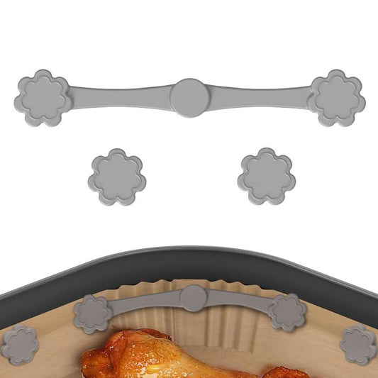 Magnetic Silicone Buckle for Air Fryer Parchment Paper Heat Resistant Liner Clips, Flower Red, Flower Black, Flower Gray, Square Red, Square Black, Square Gray, Teardrop Gray, Teardrop Black, Teardrop Red, Extended Red, Extended Black, Extended Gray