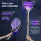Telescopic wall-mounted electric mosquito racket with purple LED mesh