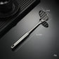 Stainless steel potato masher with round perforated head on long handle