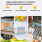 Silicone snack container shown in microwave, fridge, and dishwasher settings