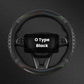 Black O-type steering wheel cover with honeycomb texture and contrast stitching