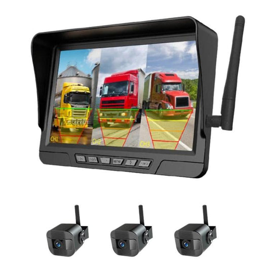 Q12 7 Inch Car HD Infrared Night Vision Wireless Recorder No-Wiring Backup Camera Monitor, One, Two, Three, Four