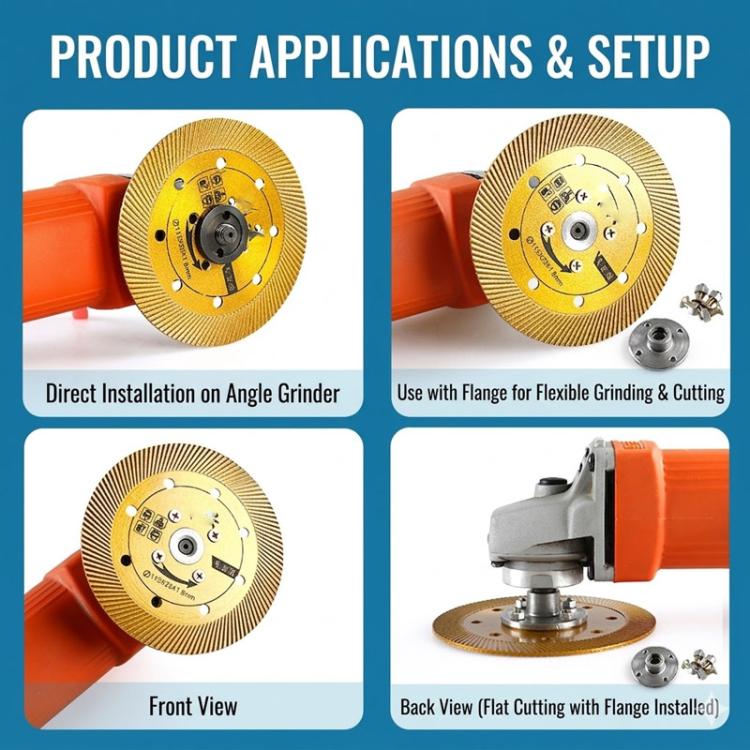 Flange plate installed on an angle grinder for grinding and cutting