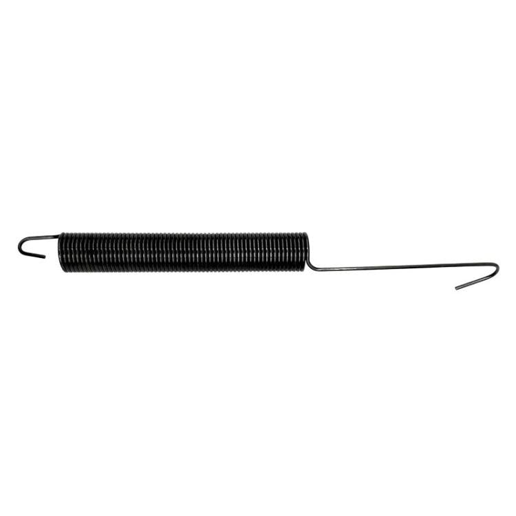 Dishwasher door coil spring with wire hook ends, black metal replacement part