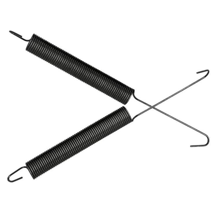 Dishwasher door coil spring set with two black metal springs and U-shaped wire hooks