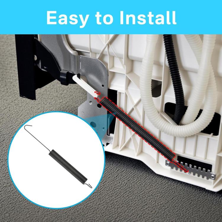 Dishwasher door spring replacement installed on appliance panel with black coil spring