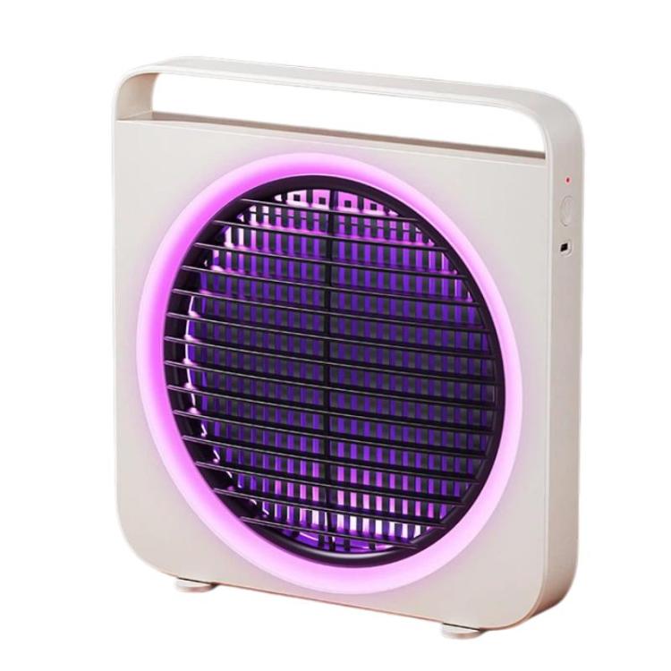 White mosquito killer unit with purple glowing circular UV grid
