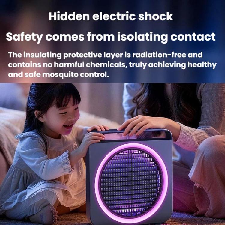 Electric mosquito killer device emitting purple light ring, compact tabletop unit