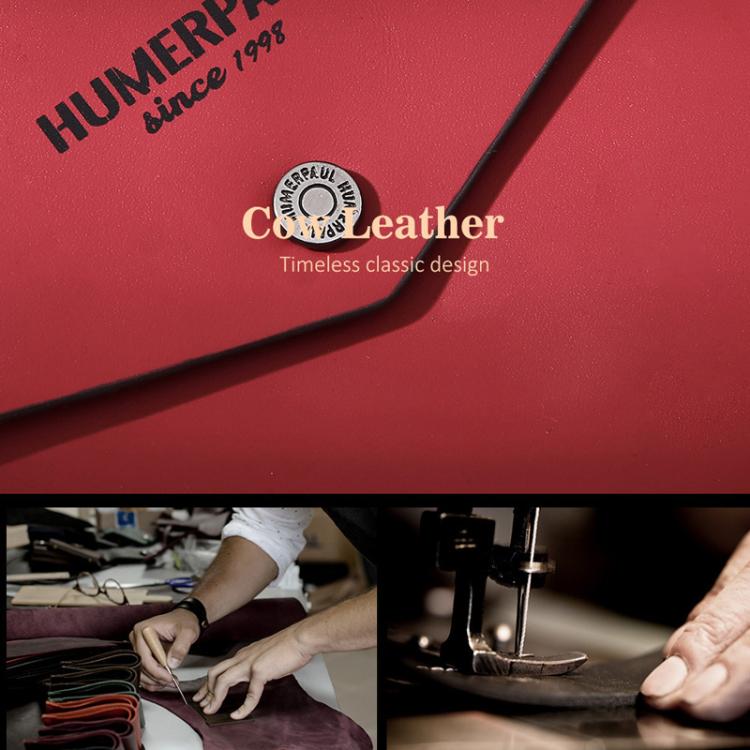 HUMERPAUL HU112 Leather Passport Pouch EnvelopeStyle Business Card Holder